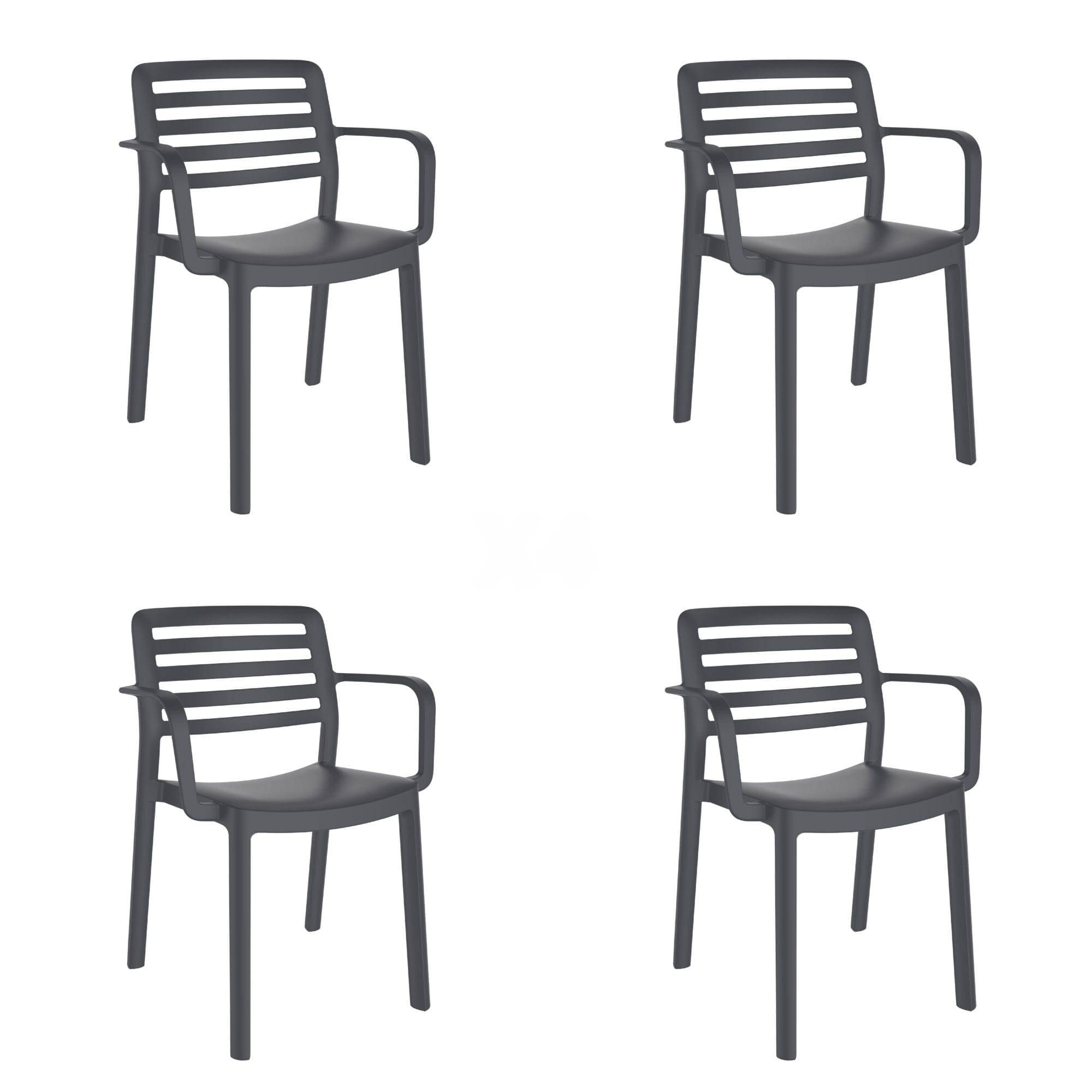 Set 4 fauteuils intérieur, extérieur gris foncé WIND garbar