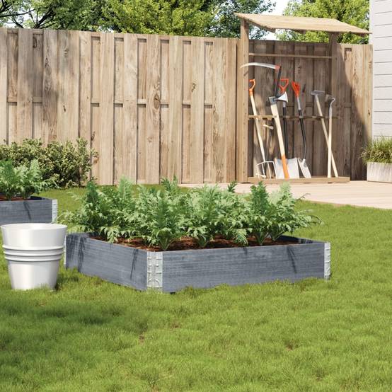 Jardinière bois de pin gris 100 x 100 x 21.5 cm - PANGIVO - Image 1