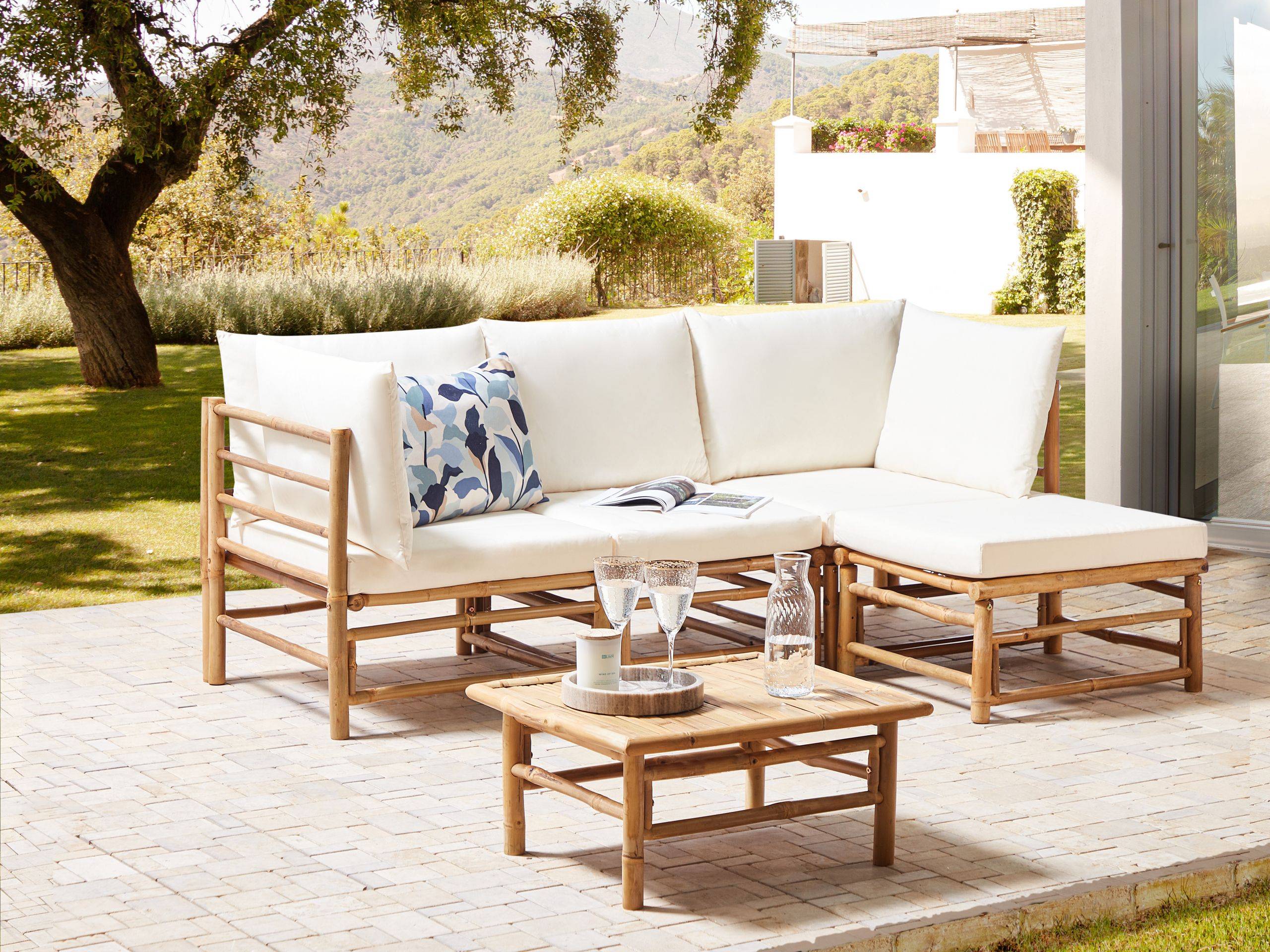 Beliani - Set de jardin, 4 Personnes Bambou Blanc cassé CERRETO - Beliani - Image 1