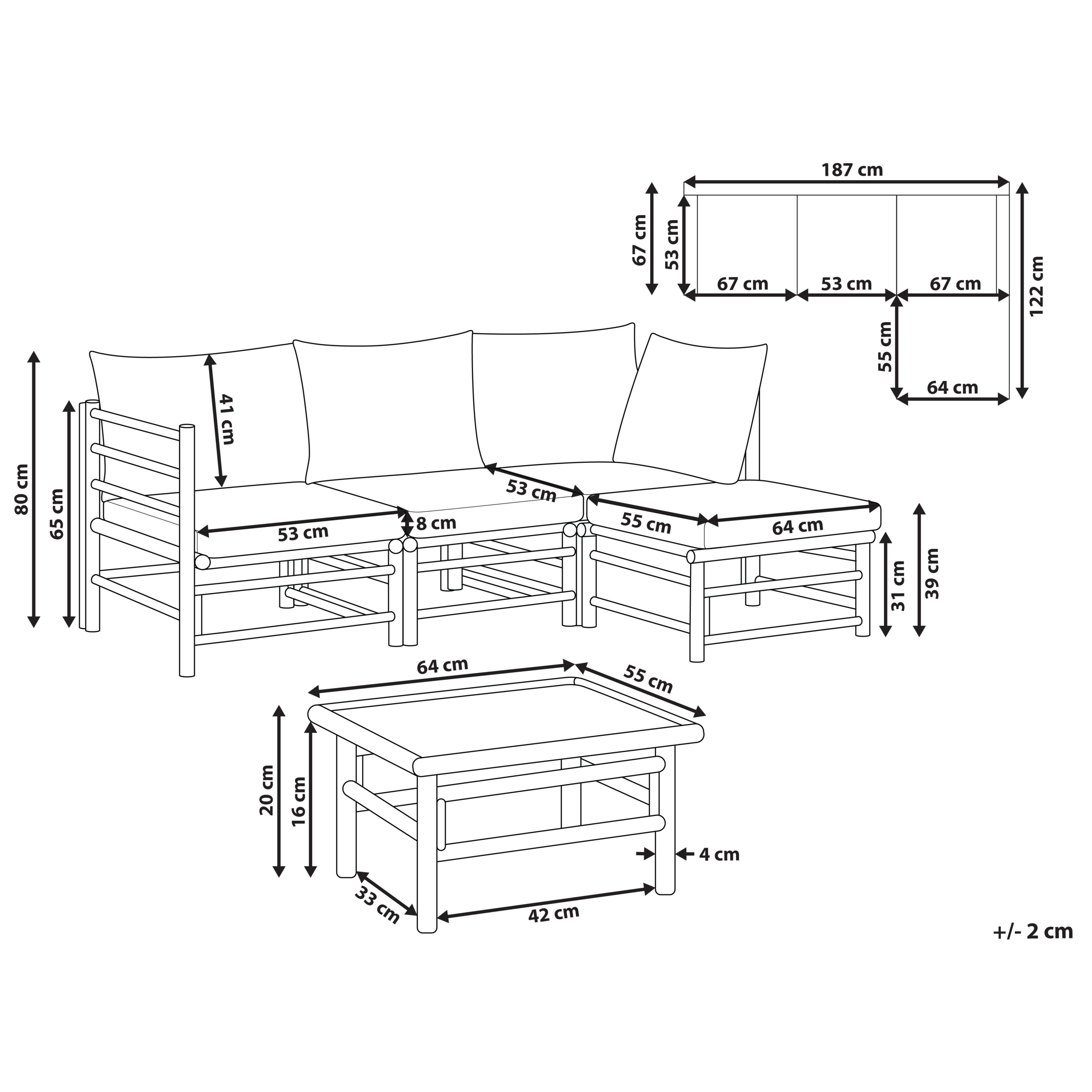 Beliani - Set de jardin, 4 Personnes Bambou Blanc cassé CERRETO - Beliani - Image 3