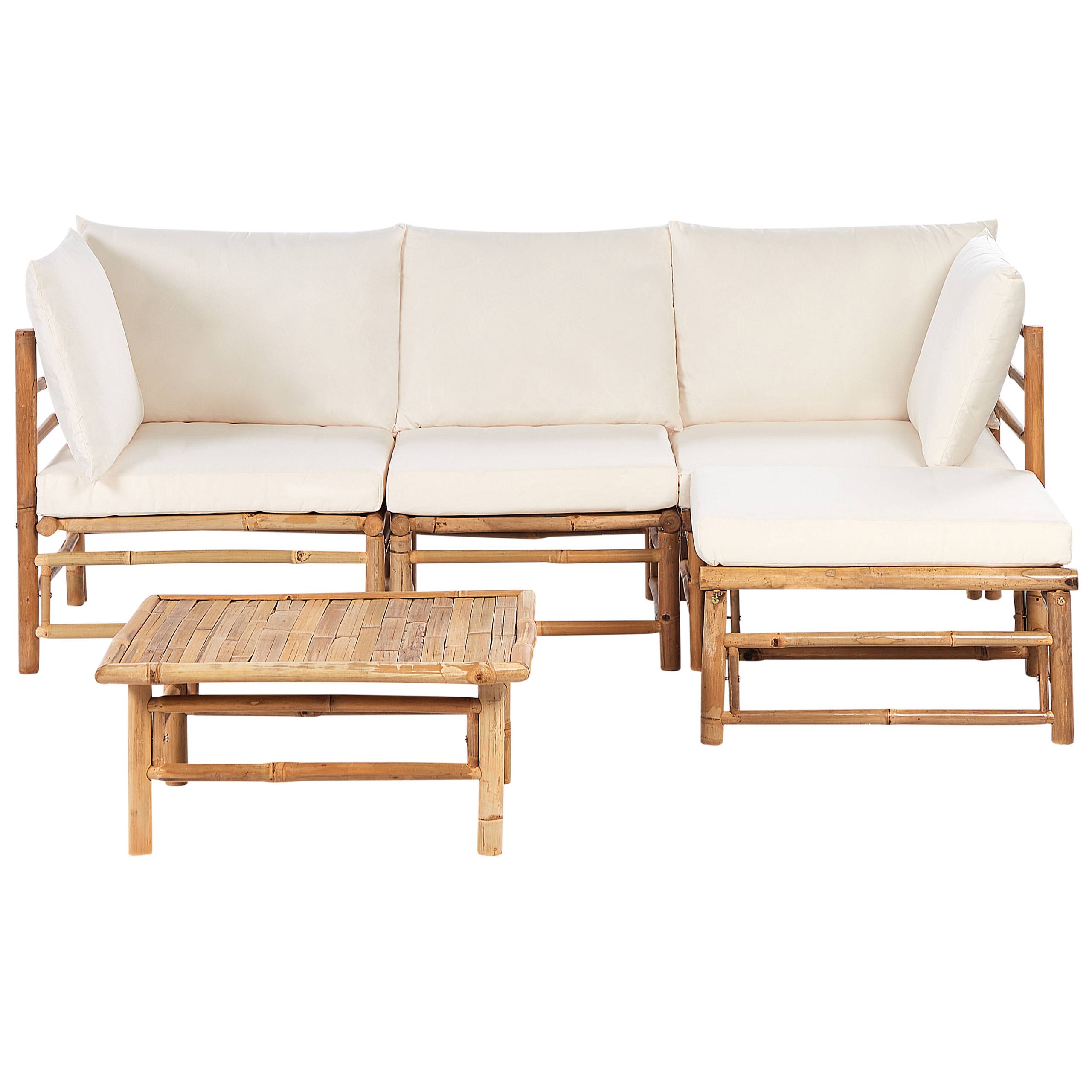 Beliani - Set de jardin, 4 Personnes Bambou Blanc cassé CERRETO - Beliani - Image 2