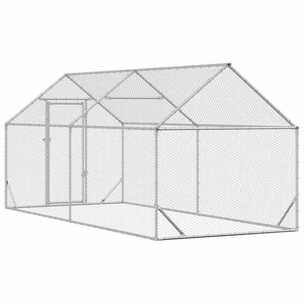 Grand Enclos Poules Acier Galvanisé Walk-in Spacieux Jardin 4x1,7m - ComfortXL Outdoor Living - Image 6