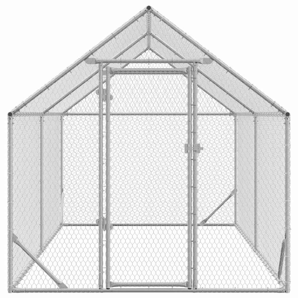 Grand Enclos Poules Acier Galvanisé Walk-in Spacieux Jardin 4x1,7m - ComfortXL Outdoor Living - Image 4