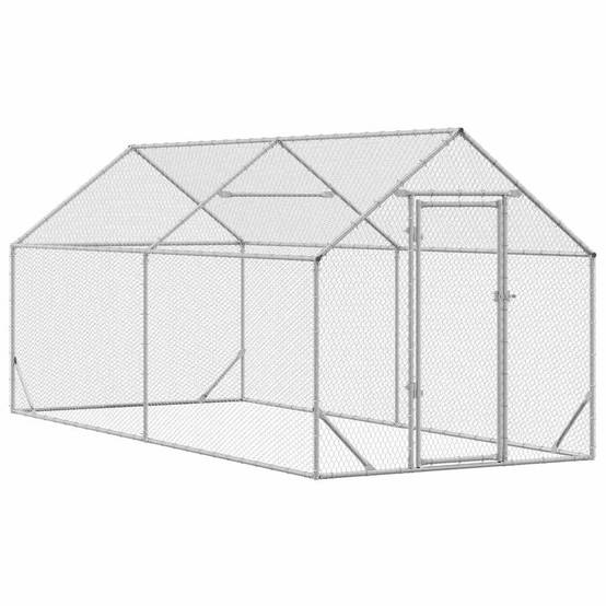 Grand Enclos Poules Acier Galvanisé Walk-in Spacieux Jardin 4x1,7m - ComfortXL Outdoor Living - Image 2