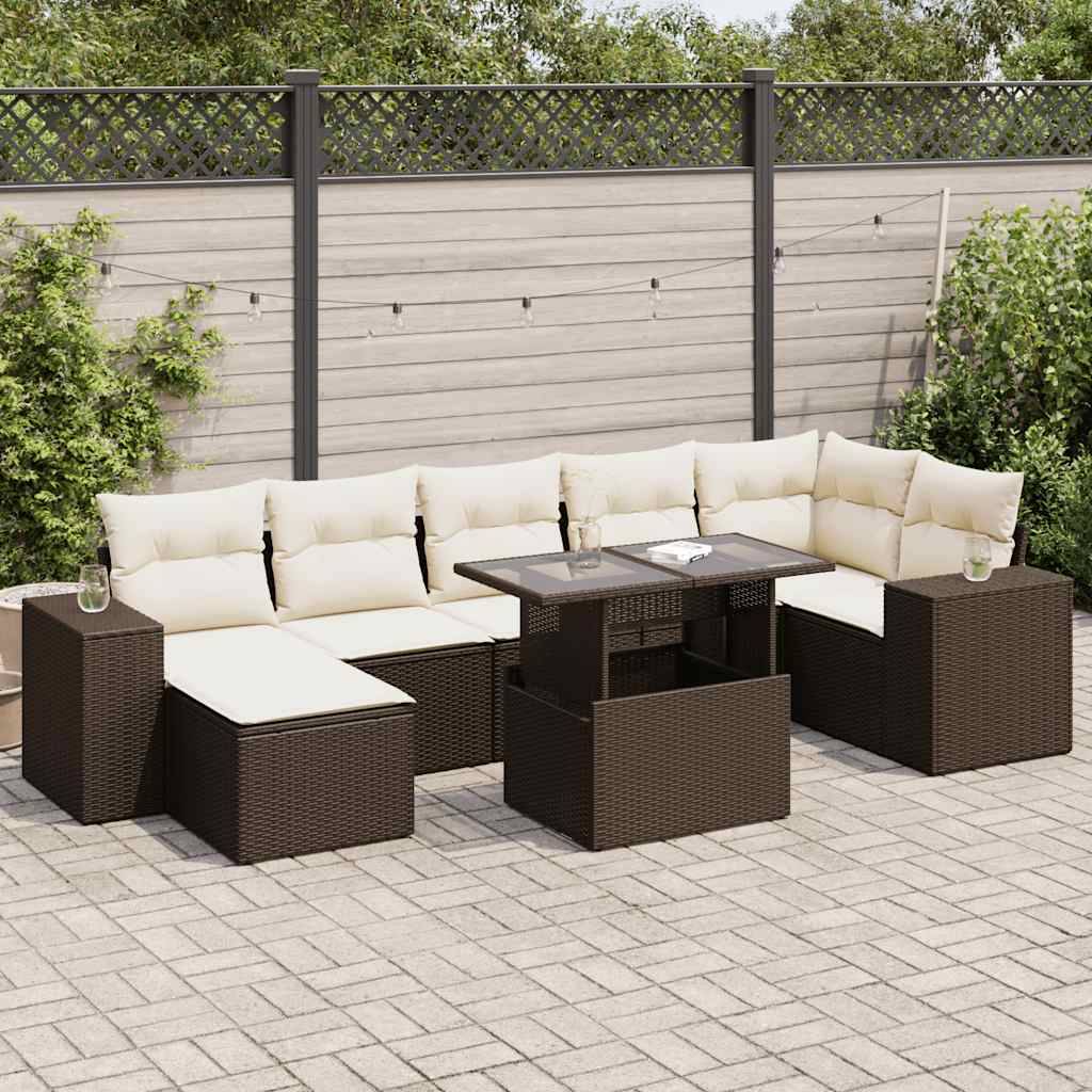 ComfortXL - Salon de jardin 8 places modulable en résine tressée marron avec table et rangement intégrés – ComfortXL Outdoor Living - Image 1