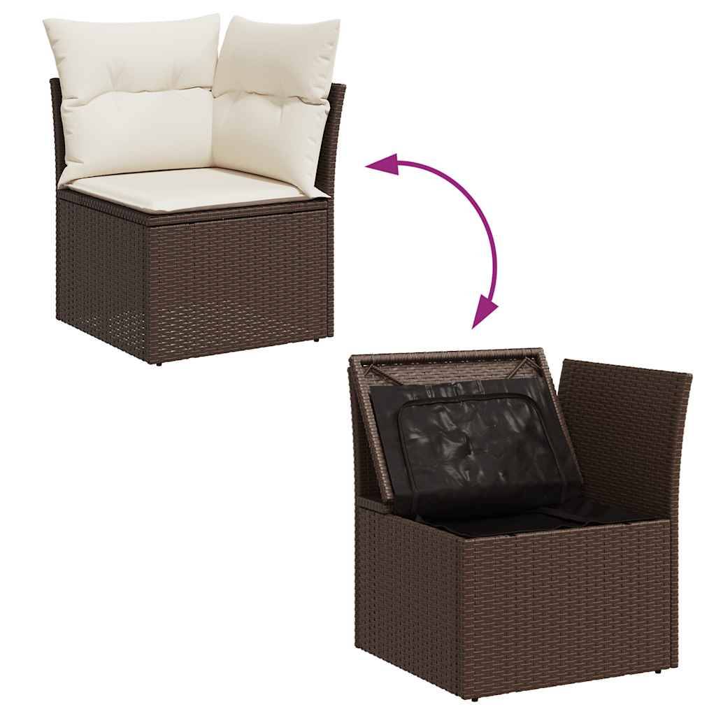 ComfortXL - Salon de jardin 8 places modulable en résine tressée marron avec table et rangement intégrés – ComfortXL Outdoor Living - Image 9