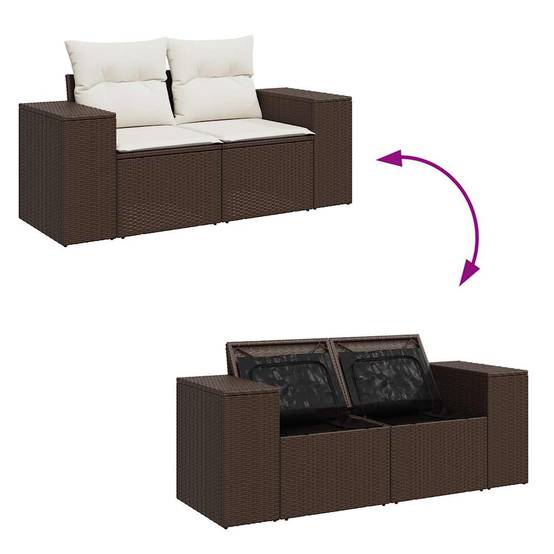 ComfortXL - Salon de jardin 8 places modulable en résine tressée marron avec table et rangement intégrés – ComfortXL Outdoor Living - Image 3