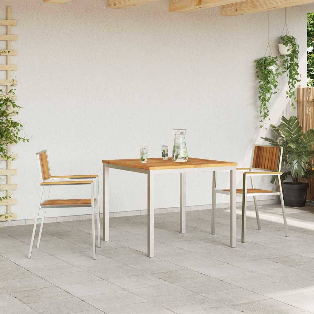 ComfortXL - Salon de Jardin 2 Personnes 3 Pièces en Acacia et Acier Inoxydable, Table et Chaises Design Marron – ComfortXL Outdoor Living - Image 4