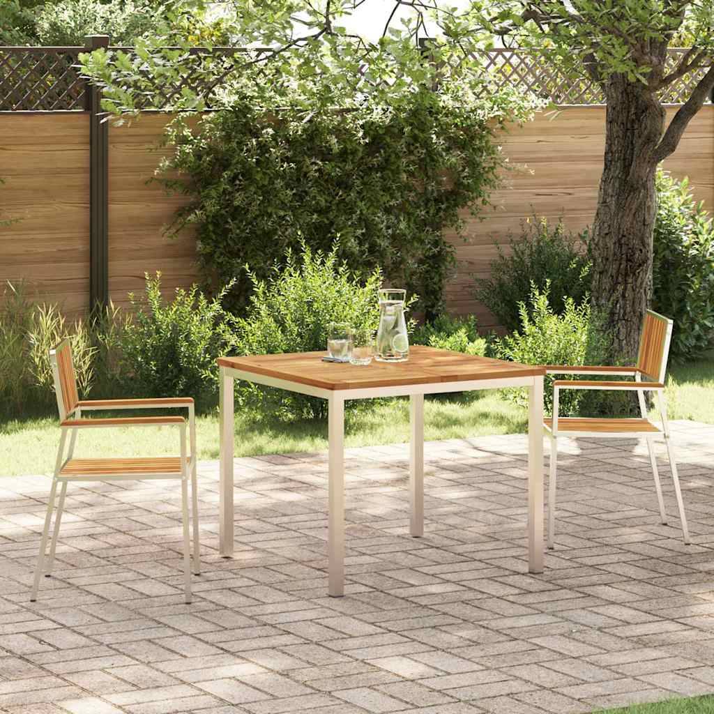ComfortXL - Salon de Jardin 2 Personnes 3 Pièces en Acacia et Acier Inoxydable, Table et Chaises Design Marron – ComfortXL Outdoor Living - Image 1