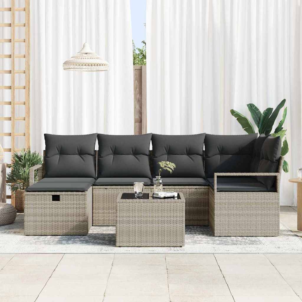 Grand Ensemble Canapé Polyrotin - 7 Modules avec Rangement pour Patio - Gris Clair – ComfortXL Outdoor Living - Image 3