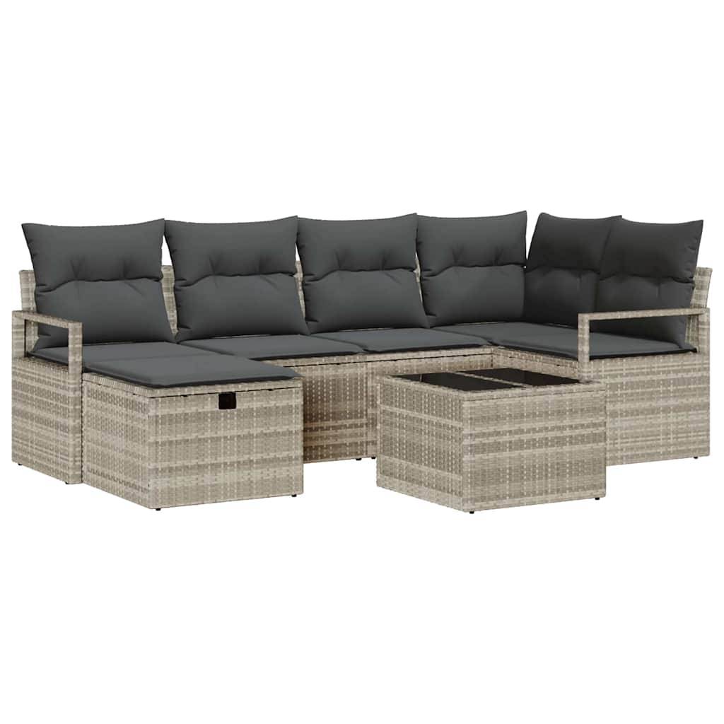 Grand Ensemble Canapé Polyrotin - 7 Modules avec Rangement pour Patio - Gris Clair – ComfortXL Outdoor Living - Image 2