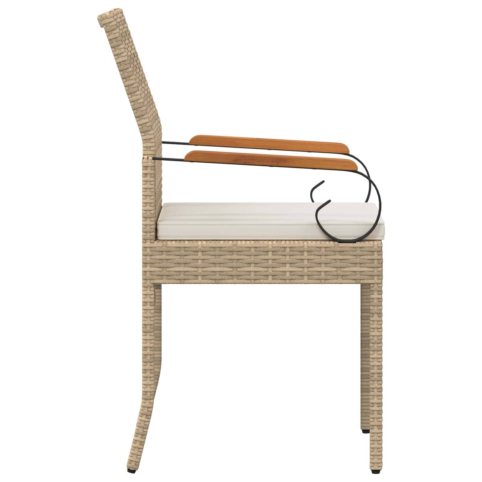 Chaises de jardin polyrotin et acier beige et blanc crème 59.5 x 50 x 88 cm, Poids:14.1kg - PANGIVO - Image 7