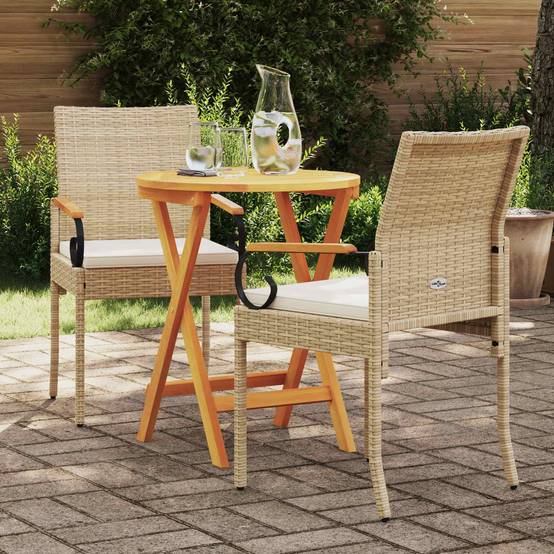 Chaises de jardin polyrotin et acier beige et blanc crème 59.5 x 50 x 88 cm, Poids:14.1kg - PANGIVO - Image 3