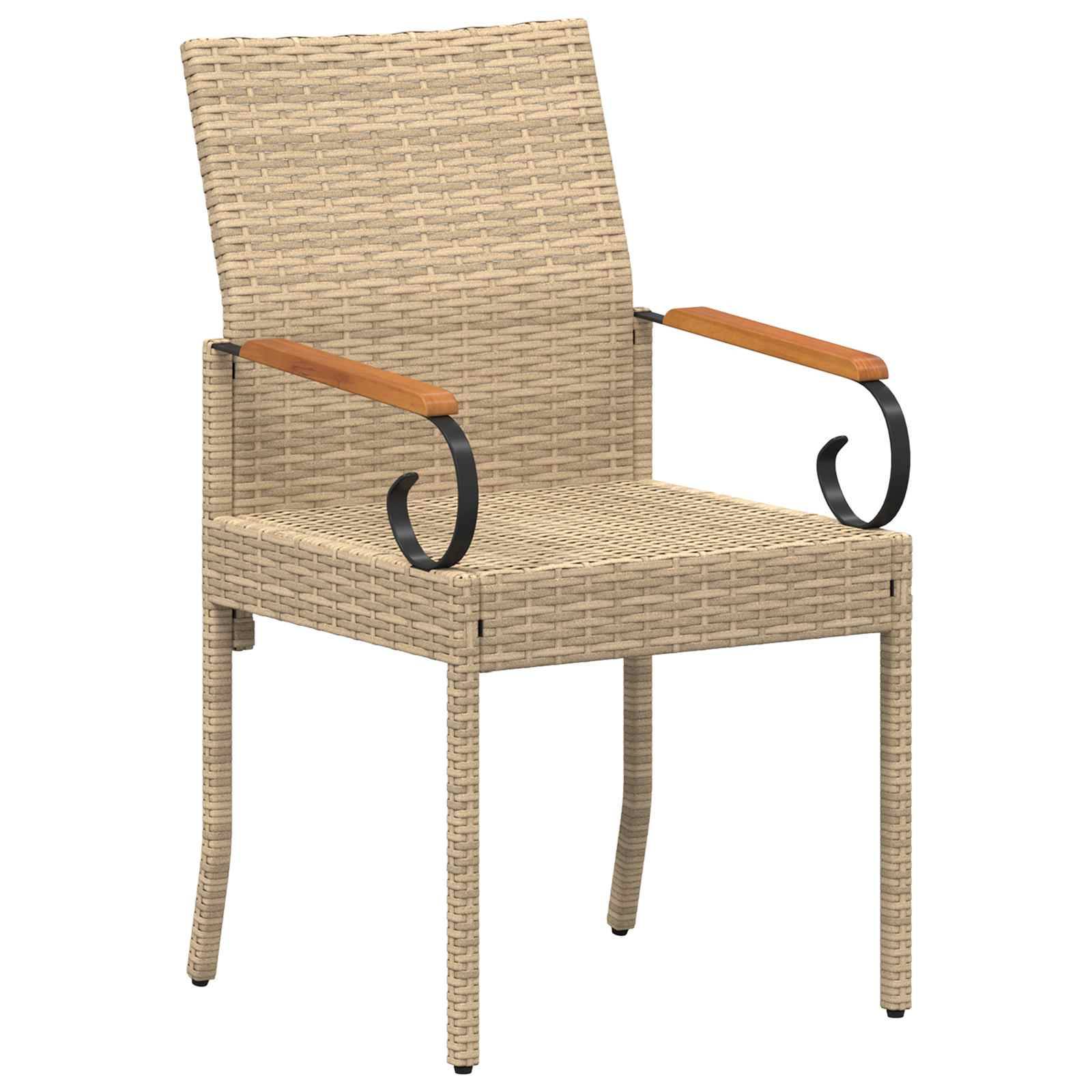 Chaises de jardin polyrotin et acier beige et blanc crème 59.5 x 50 x 88 cm, Poids:14.1kg - PANGIVO - Image 5