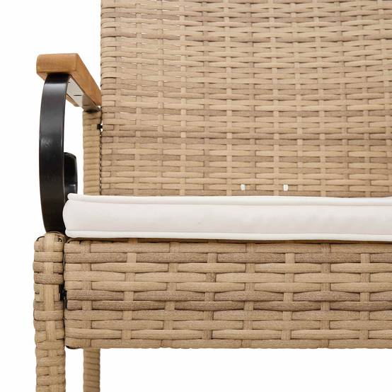 Chaises de jardin polyrotin et acier beige et blanc crème 59.5 x 50 x 88 cm, Poids:14.1kg - PANGIVO - Image 8