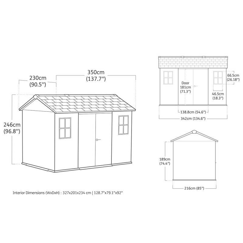 Keter - Abri de jardin Newton Plus 1175 - 7,2 m² - Gris Aspect bois - KETER - Image 7