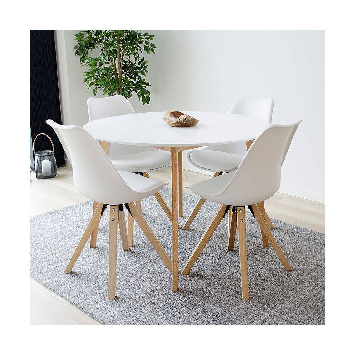 Table Repas Ronde 105cm Naturelle et Blanche - GRAM - Image 2
