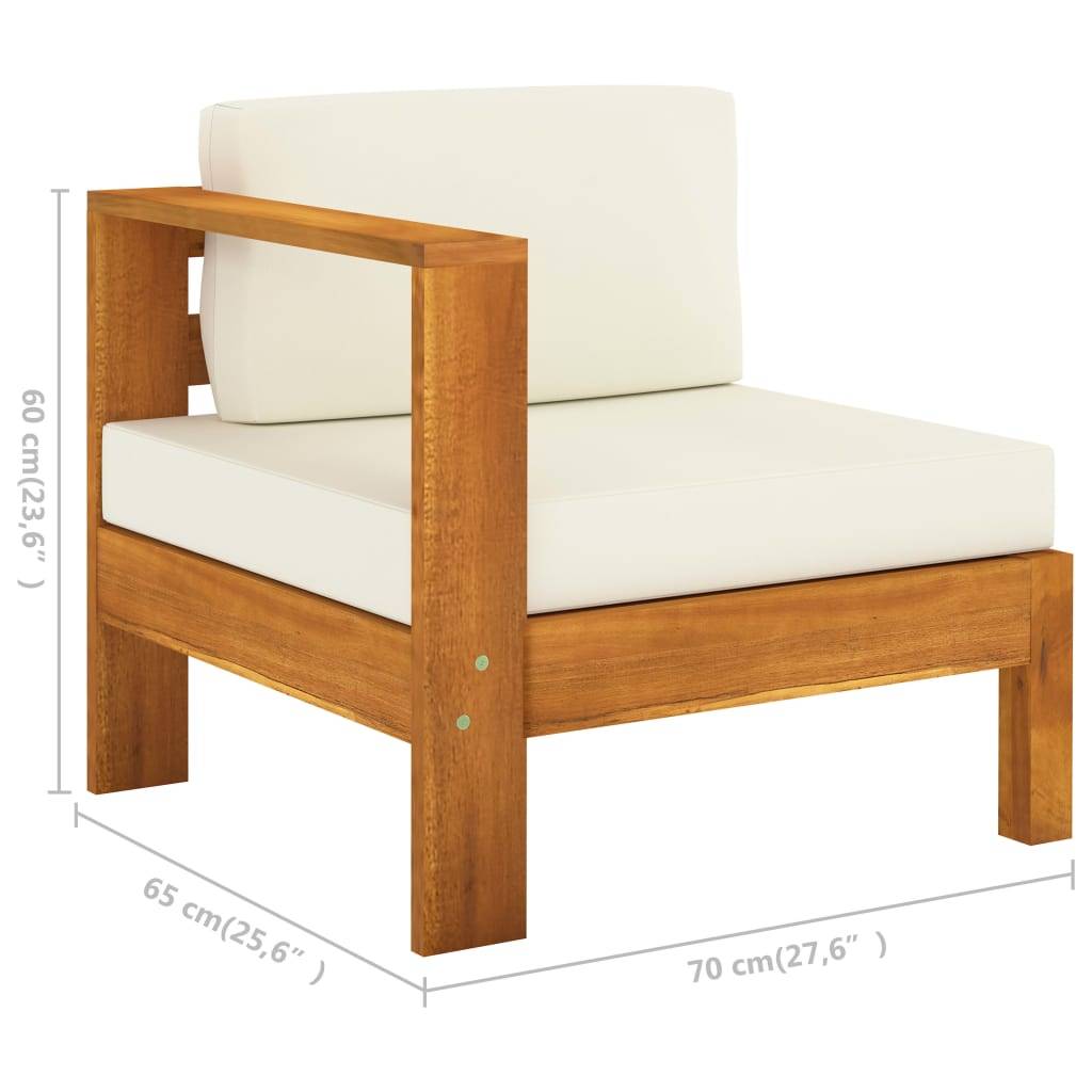 Helloshop26 - Salon de jardin meuble d'extérieur ensemble de mobilier 7 pièces avec coussins blanc crème bois d'acacia - Image 5