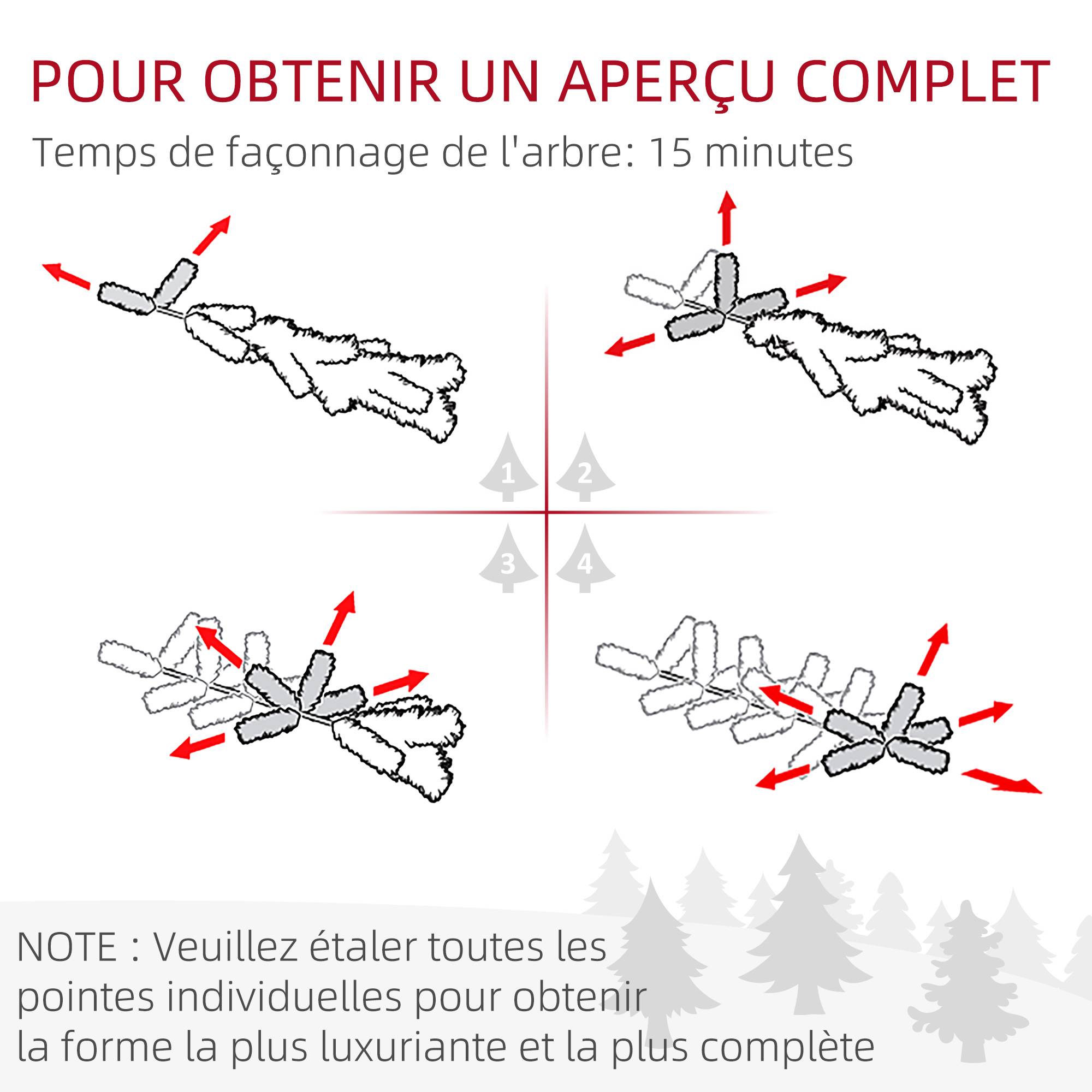 Sapin de Noël artificiel 210 arbre de Noël avec support en métal pliable, 1674 branches, décoration de Noël réaliste - Image 9