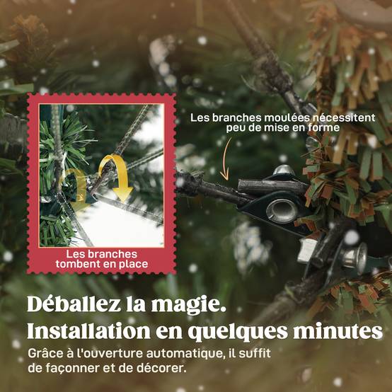 Sapin de Noël artificiel 150 cm, arbre de Noël réaliste avec 1202 pointes de branche articulée, support en métal, vert - Image 8