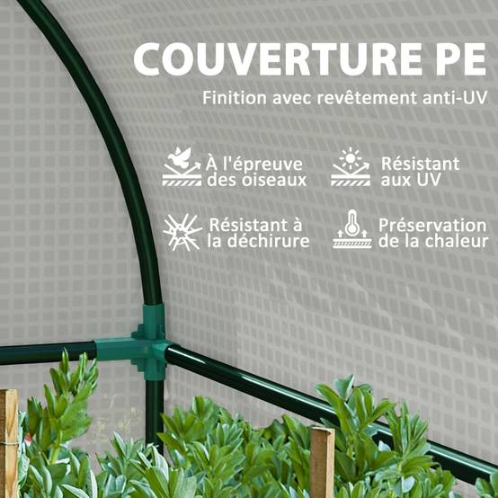ComfortXL - Serre à Tomates 1,8m² Acier 2 Portes 4 Fenêtres Bâche PE 185x94x150cm Blanc - ComfortXL Outdoor Living - Image 5