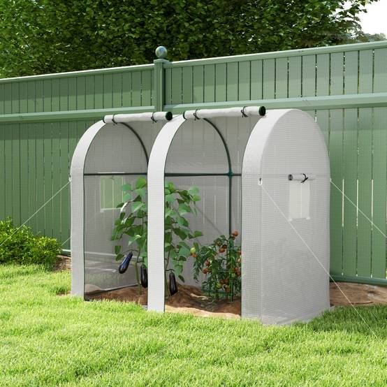 ComfortXL - Serre à Tomates 1,8m² Acier 2 Portes 4 Fenêtres Bâche PE 185x94x150cm Blanc - ComfortXL Outdoor Living - Image 1