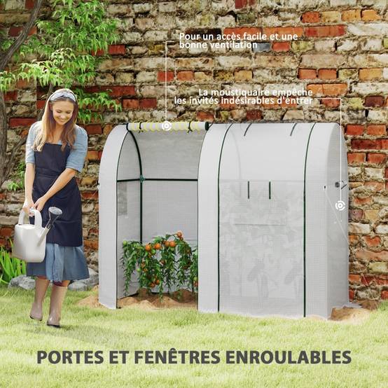 ComfortXL - Serre à Tomates 1,8m² Acier 2 Portes 4 Fenêtres Bâche PE 185x94x150cm Blanc - ComfortXL Outdoor Living - Image 6