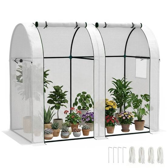 ComfortXL - Serre à Tomates 1,8m² Acier 2 Portes 4 Fenêtres Bâche PE 185x94x150cm Blanc - ComfortXL Outdoor Living - Image 2