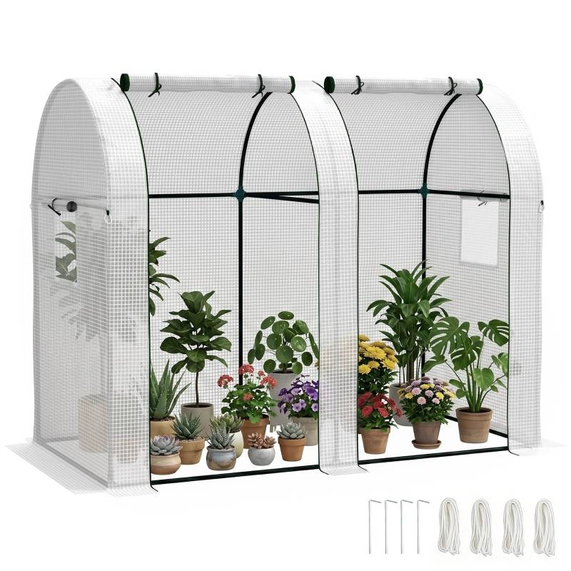 ComfortXL - Serre à Tomates 1,8m² Acier 2 Portes 4 Fenêtres Bâche PE 185x94x150cm Blanc - ComfortXL Outdoor Living - Image 2