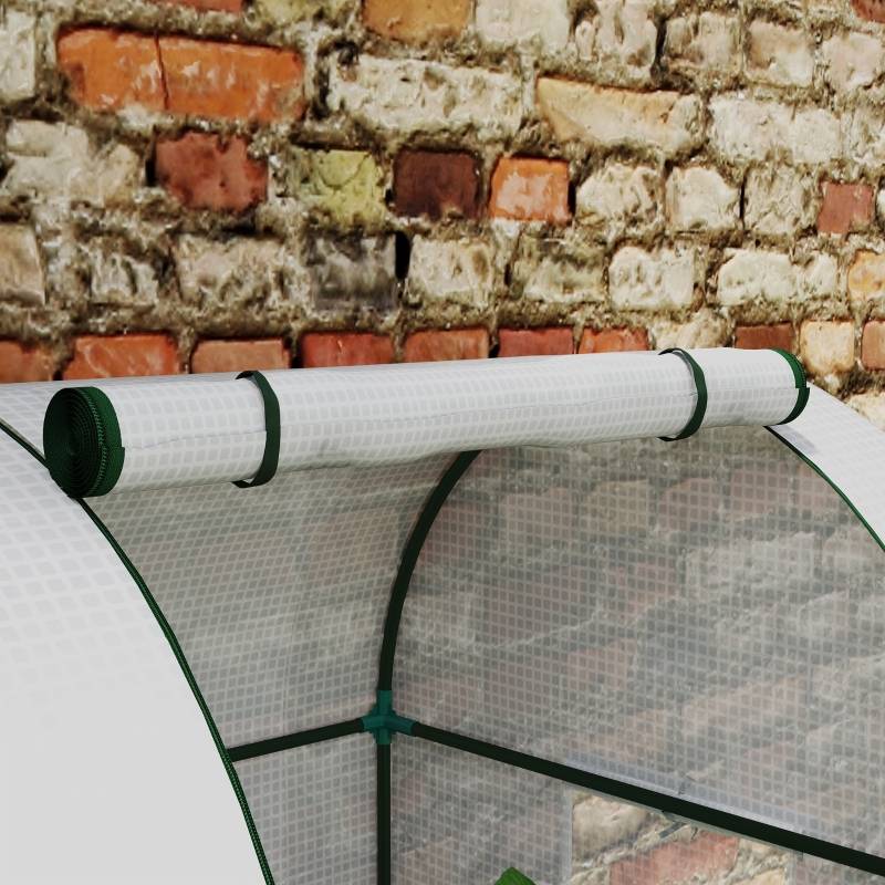 ComfortXL - Serre à Tomates 1,8m² Acier 2 Portes 4 Fenêtres Bâche PE 185x94x150cm Blanc - ComfortXL Outdoor Living - Image 8