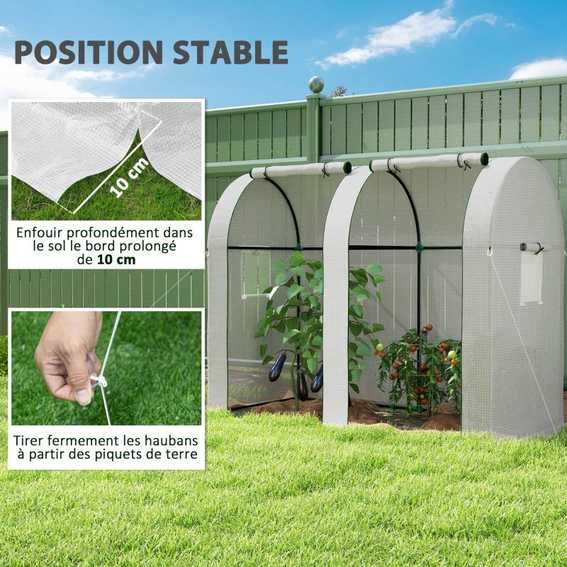 ComfortXL - Serre à Tomates 1,8m² Acier 2 Portes 4 Fenêtres Bâche PE 185x94x150cm Blanc - ComfortXL Outdoor Living - Image 7