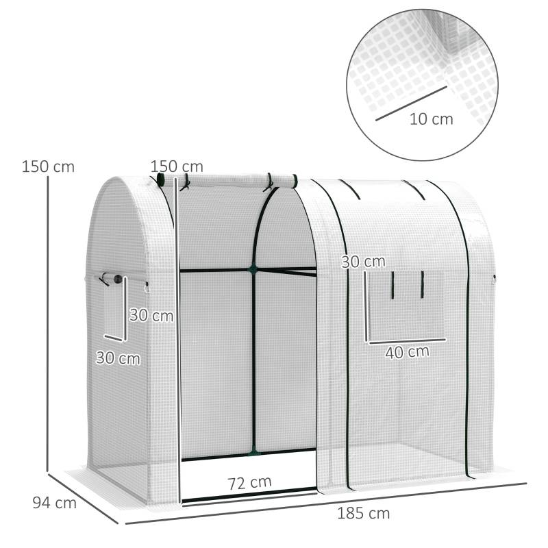 ComfortXL - Serre à Tomates 1,8m² Acier 2 Portes 4 Fenêtres Bâche PE 185x94x150cm Blanc - ComfortXL Outdoor Living - Image 3