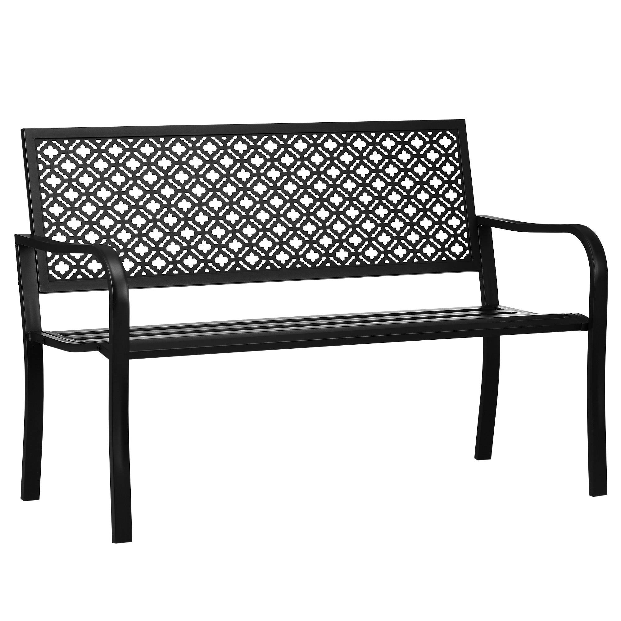 ComfortXL - Banc de jardin acier fonte patio Dossier treillis élégant 2 places 127x63x83cm noir - ComfortXL Outdoor Living - Image 2