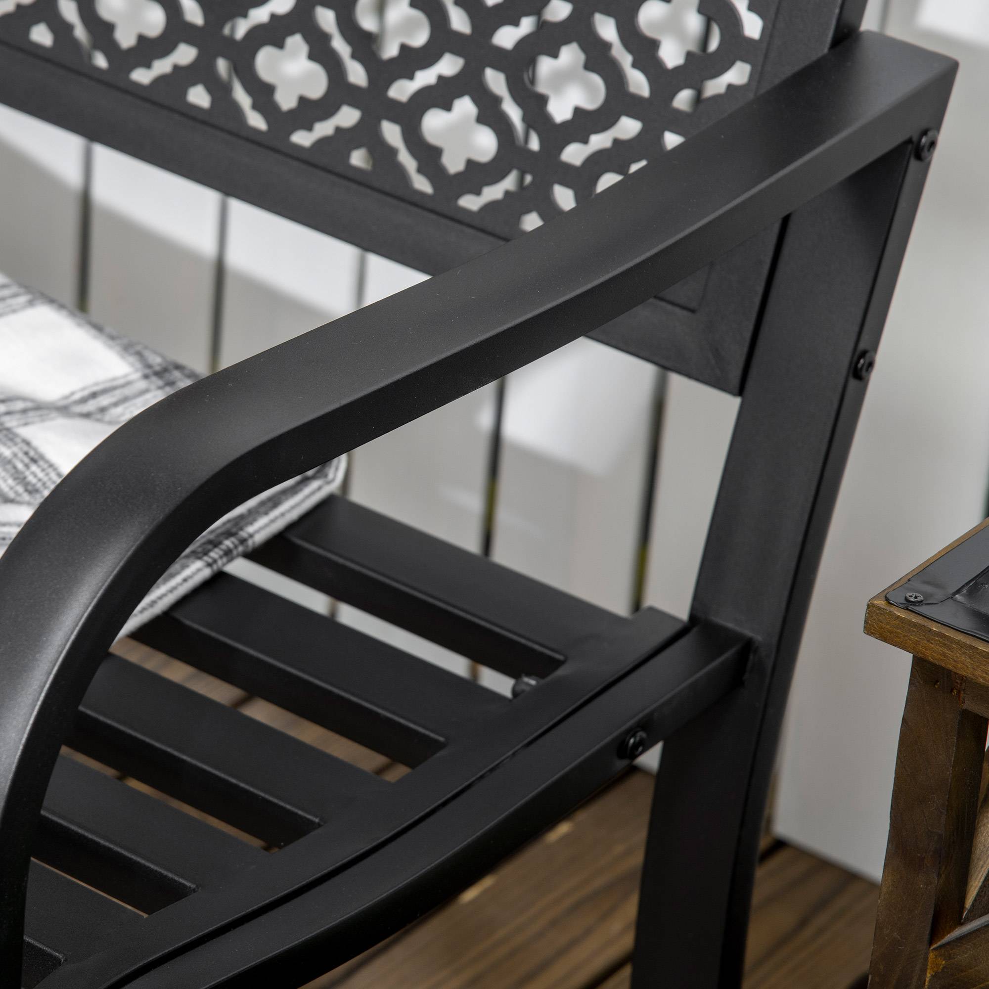 ComfortXL - Banc de jardin acier fonte patio Dossier treillis élégant 2 places 127x63x83cm noir - ComfortXL Outdoor Living - Image 10