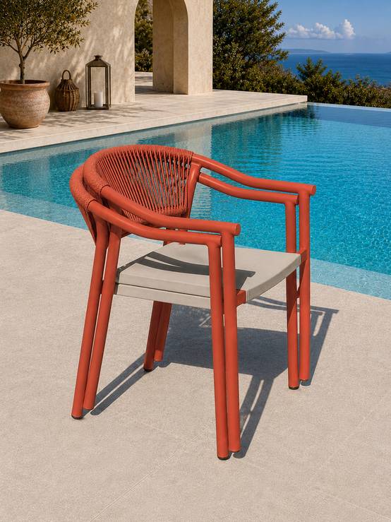 Dcb Garden - Ensemble repas de jardin en aluminium 6 places - Terracotta - HANOI - Image 8