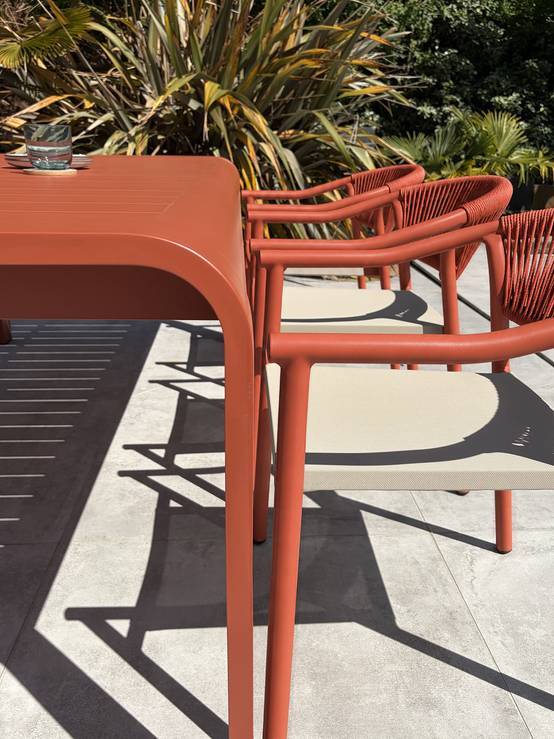 Dcb Garden - Ensemble repas de jardin en aluminium 6 places - Terracotta - HANOI - Image 3