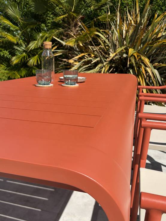 Dcb Garden - Ensemble repas de jardin en aluminium 6 places - Terracotta - HANOI - Image 4