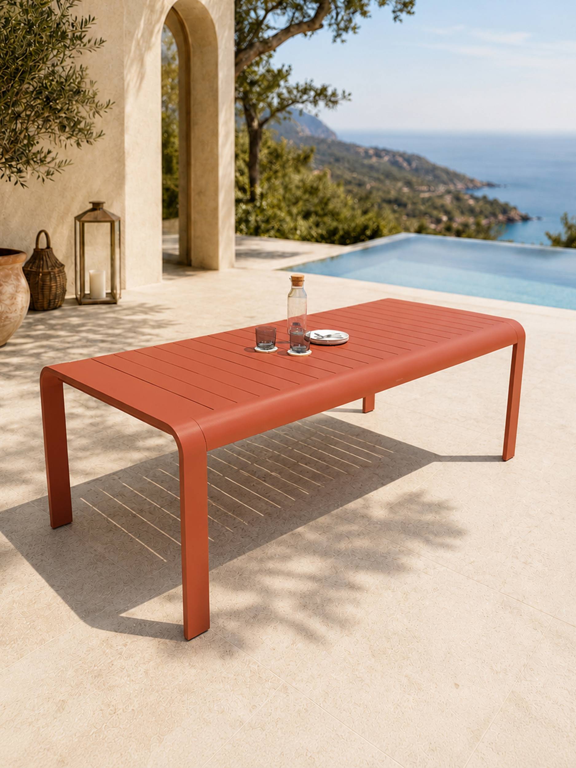 Dcb Garden - Ensemble repas de jardin en aluminium 6 places - Terracotta - HANOI - Image 6