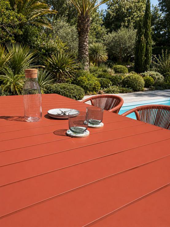 Dcb Garden - Ensemble repas de jardin en aluminium 6 places - Terracotta - HANOI - Image 5
