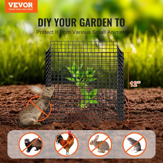 VEVOR Lot 10 protections plantes, grillage 30.5x30.5cm, maille métallique, animaux. - Image 2