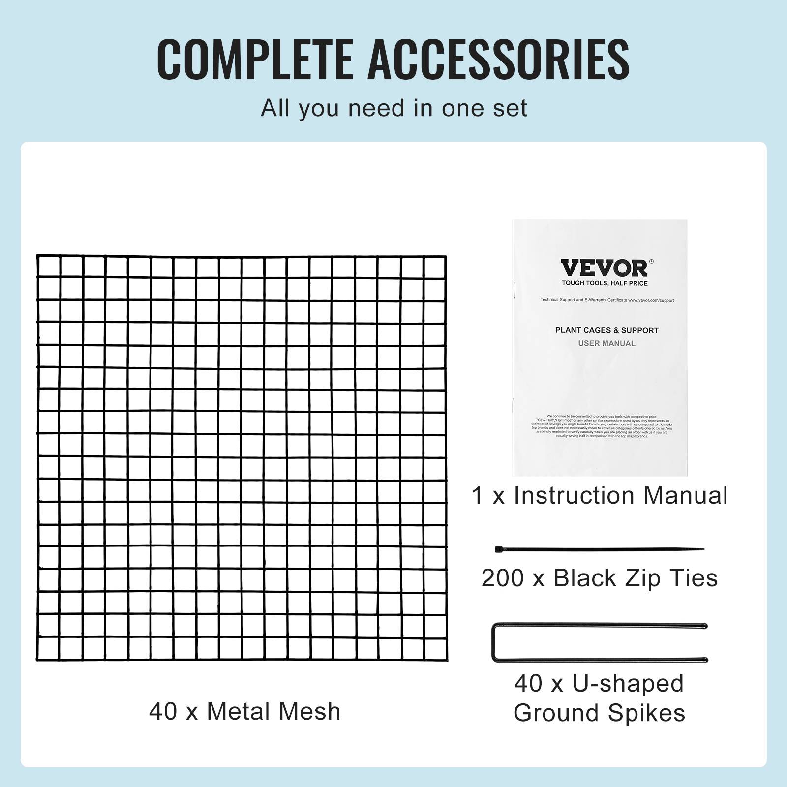 VEVOR Lot 10 protections plantes, grillage 30.5x30.5cm, maille métallique, animaux. - Image 5