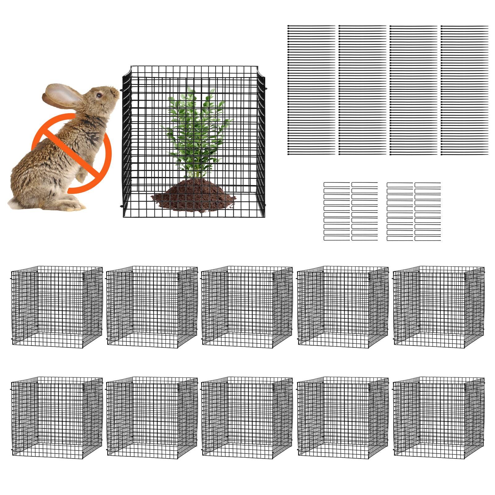 VEVOR Lot 10 protections plantes, grillage 30.5x30.5cm, maille métallique, animaux. - Image 1