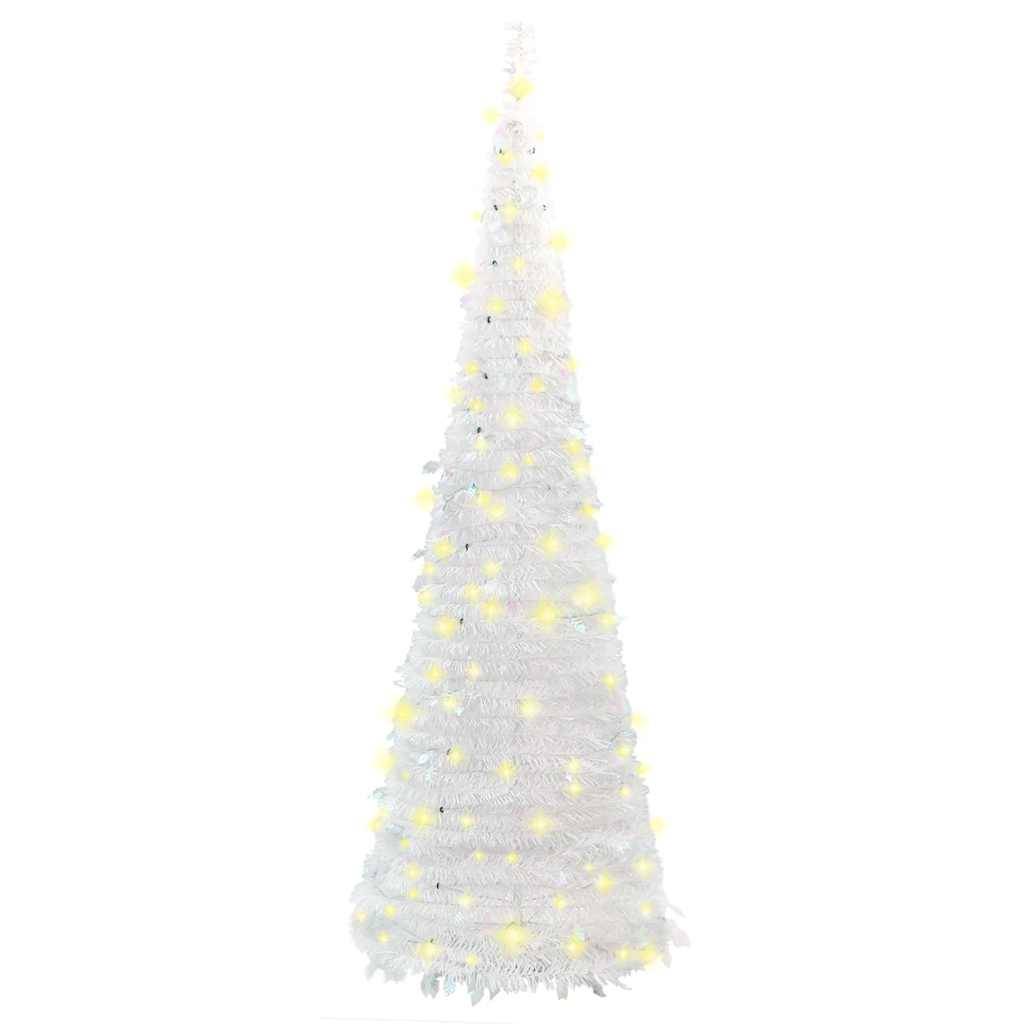 ComfortXL - Sapin de Noël Artificiel Escamotable Pré-éclairé 50 LED pour Fêtes Blanc 120 cm – ComfortXL Outdoor Living - Image 5