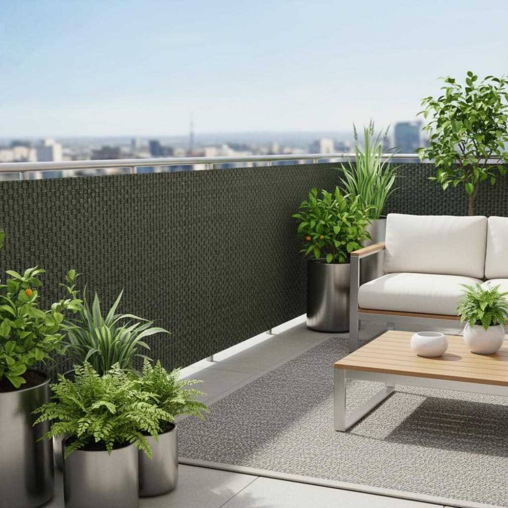 Rattan Art - Brise-vue en résine tressée pour balcon et clôture coloris vert 0.9 x 5 m - Image 2