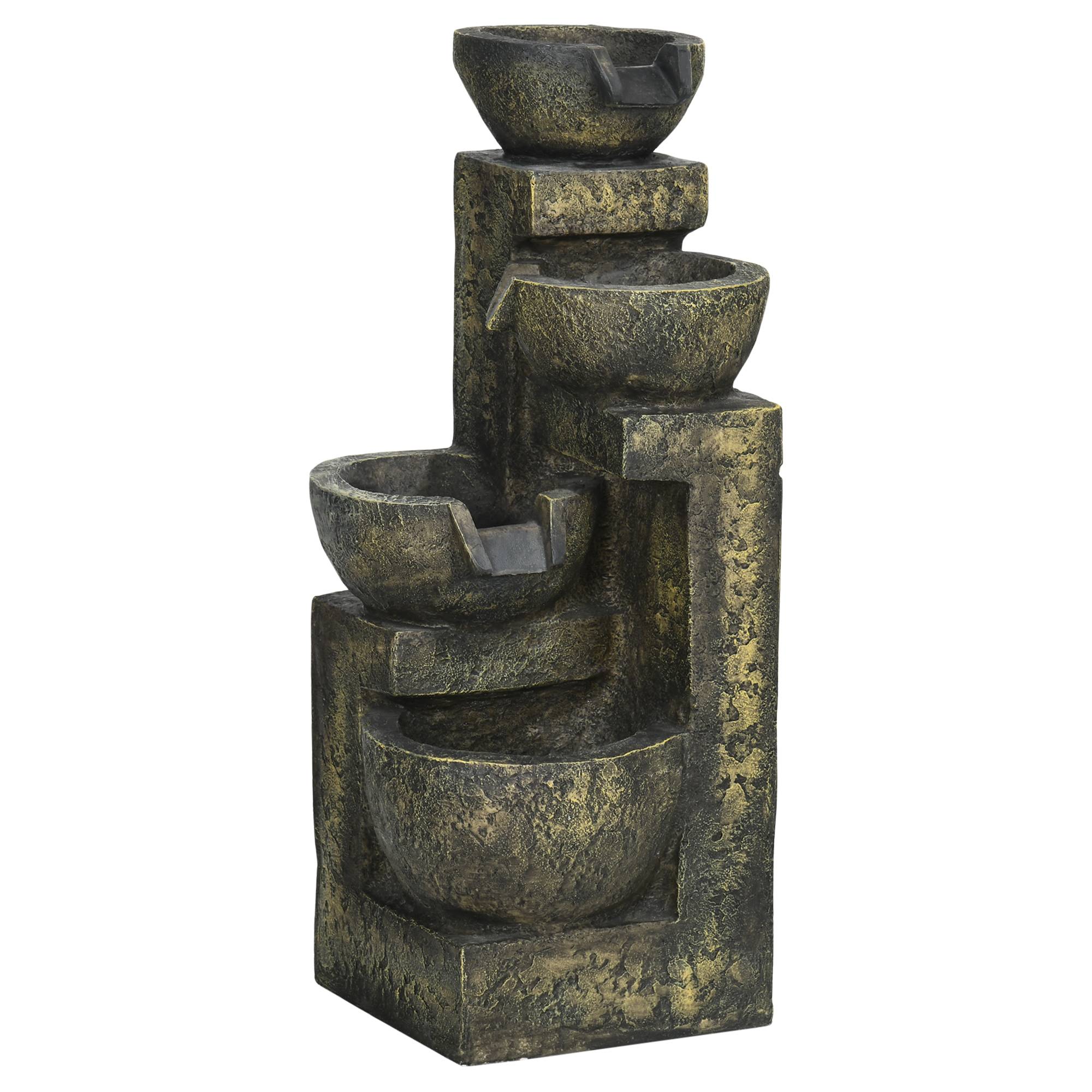 Fontaine d'eau cascade résine jardin balcon débit réglable 25x24x60cm multicolore - ComfortXL Outdoor Living - Image 2