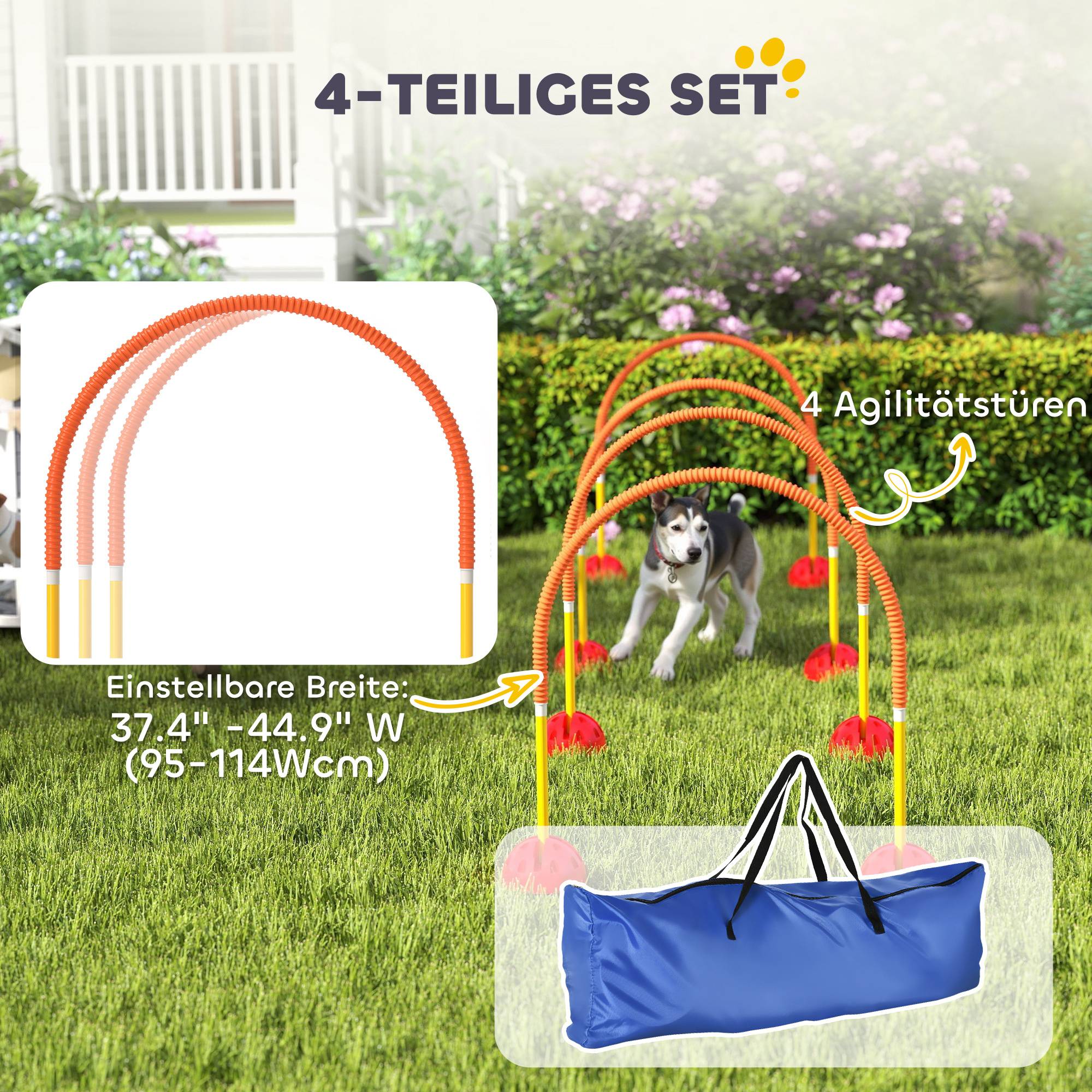 ComfortXL - Kit agilité chien plastique orange 4 portes réglables avec sac de transport - ComfortXL Outdoor Living - Image 6