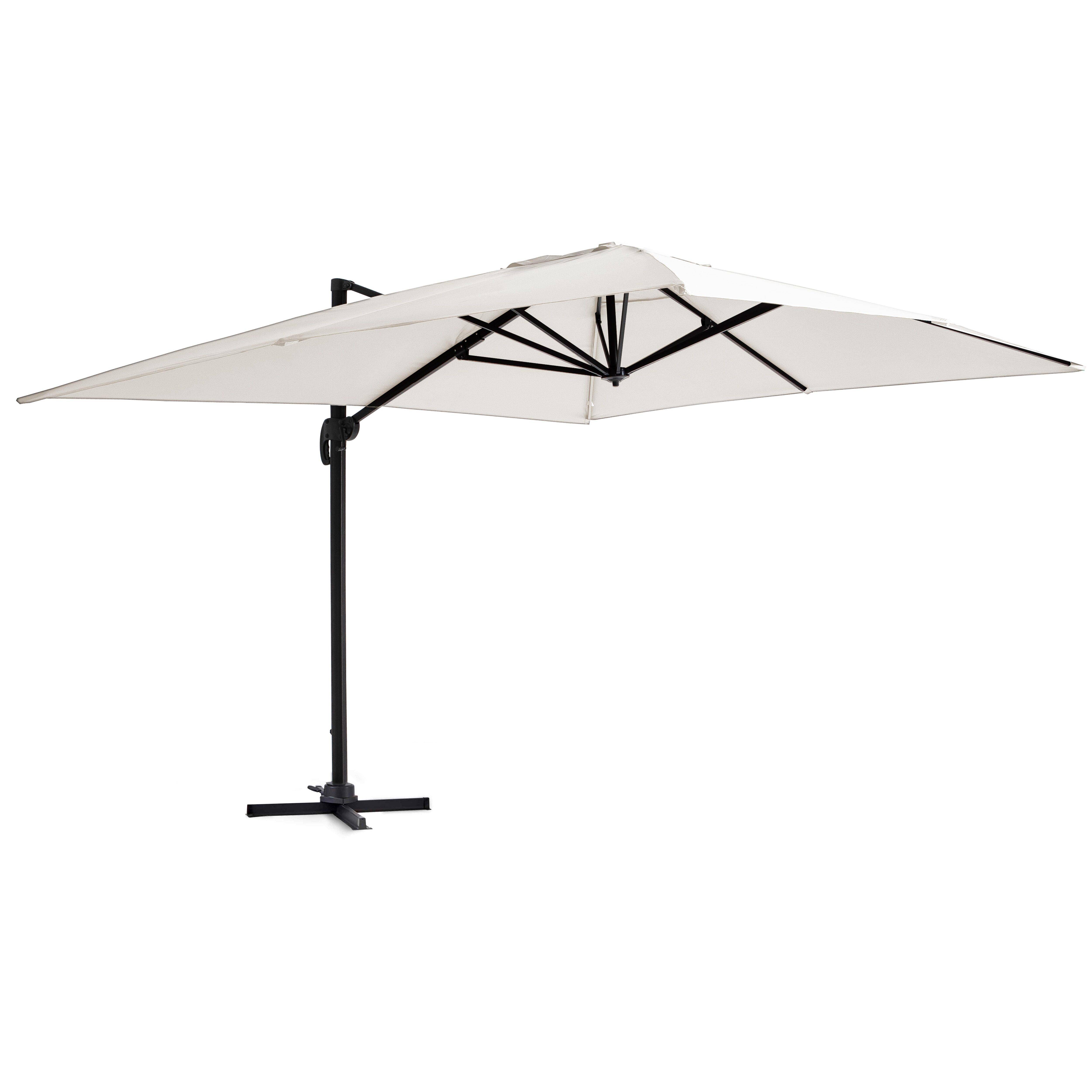 Oviala - Parasol déporté inclinable et rotatif 4x3m en aluminium écru Caserta - Oviala