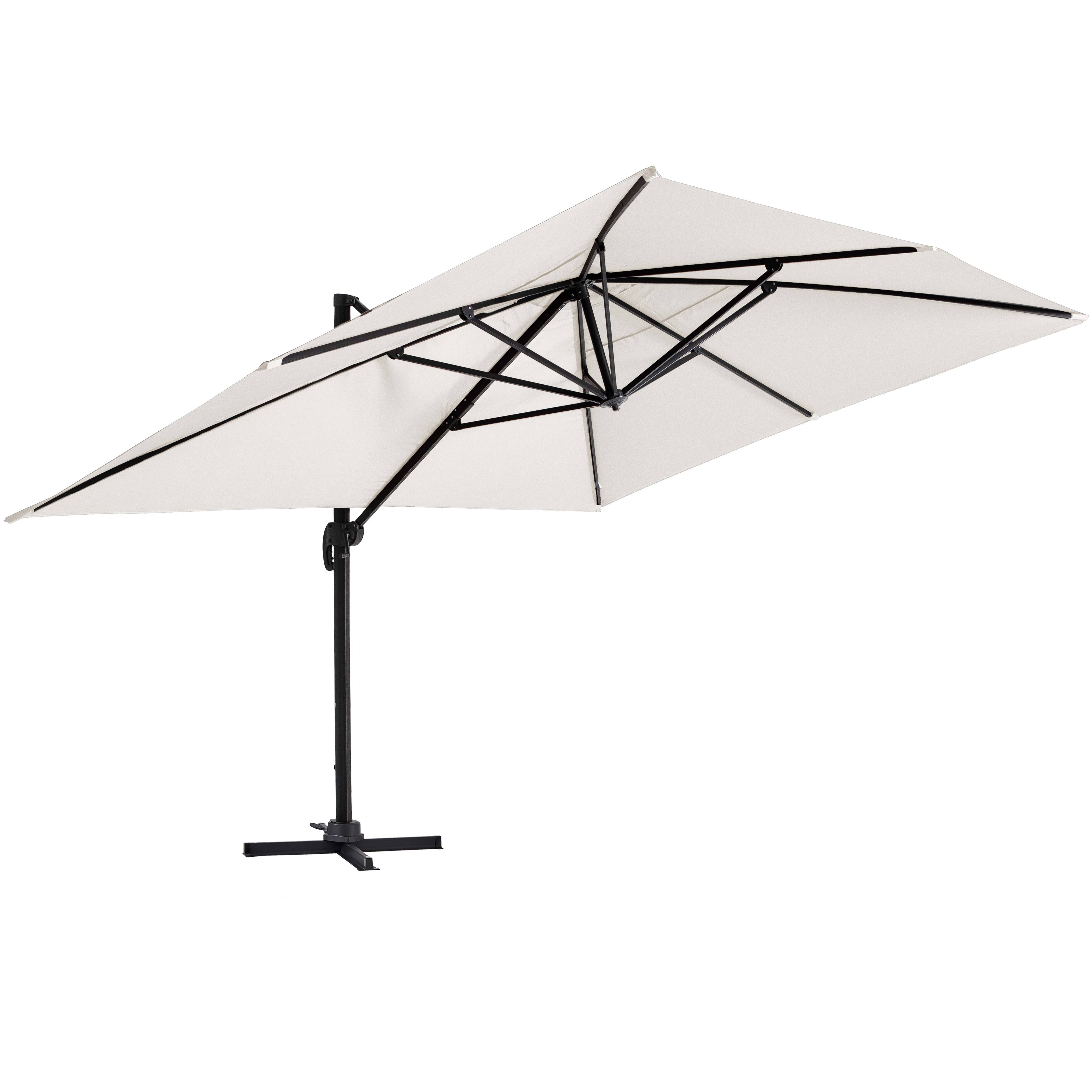 Oviala - Parasol déporté inclinable et rotatif 4x3m en aluminium écru Caserta - Oviala - Image 3