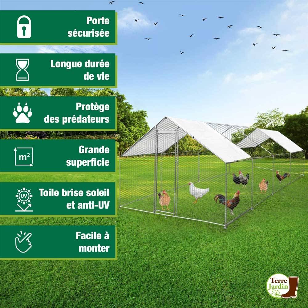 Enclos poulailler extérieur 24 m² grillagé galvanisé sécurisé montage facile – Terre Jardin - Image 2