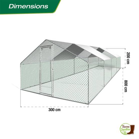 Enclos poulailler extérieur 24 m² grillagé galvanisé sécurisé montage facile – Terre Jardin - Image 3